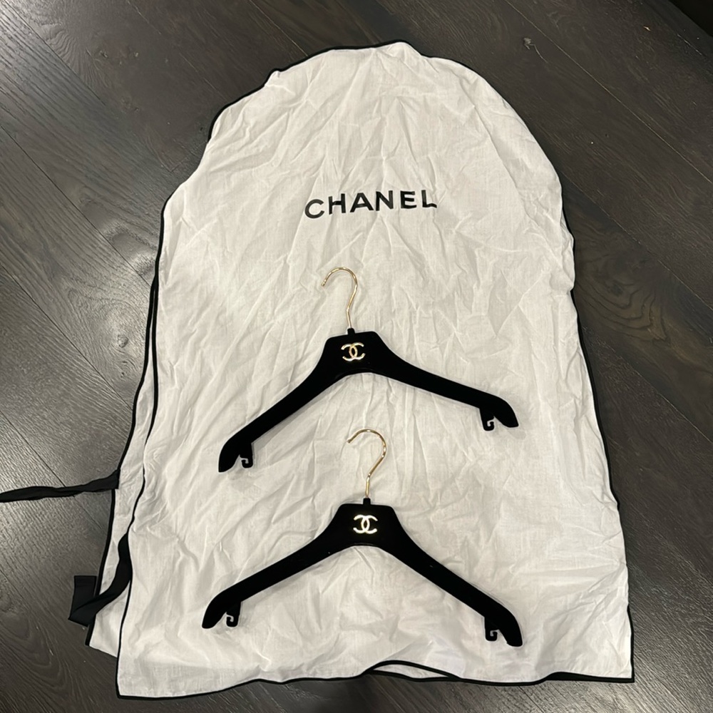 Chanel 2 hanger and garment bag great condition